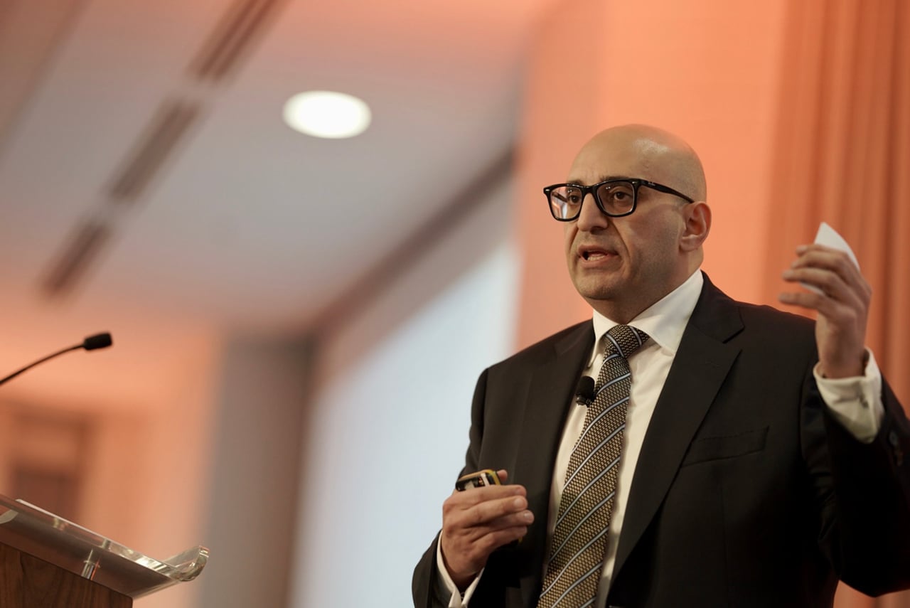 Vahe Andonians presenting on the main stage at FIMA Europe 2022.